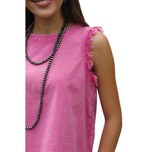 'Cruel' Women's Denim Button Back Shift Tank Top - Pink