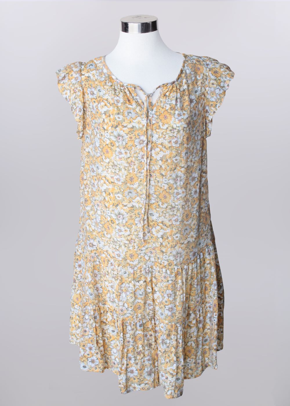 'Keren Hart' Women's Lined Ruffle Dress - Yellow