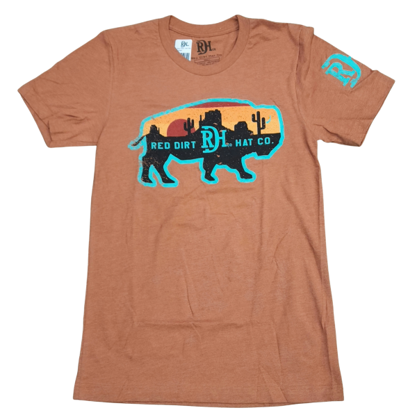 'Red Dirt Hat Company' Men's Bison Billboard Short Sleeve - Rust Orange