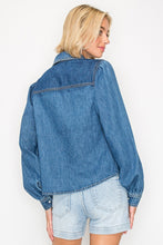 'Risen' Women's Balloon Long Sleeve Shirt - Medium Wash