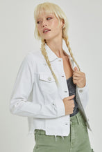 'Risen' Women's Fray Hemmed Jacket - White