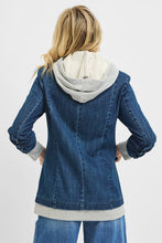 'Risen' Women's Blazer Hooded Jacket - Dark Wash