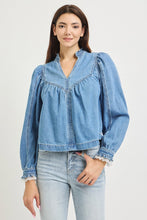 'Risen' Women's Denim Blouse - Medium Wash