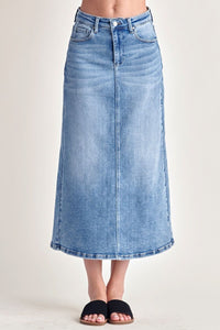 'Risen' Women's Back Slit Denim Skirt - Medium