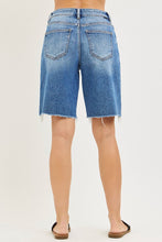 'Risen' Women's Mid Rise Relaxed Bermuda Shorts - Medium Blue