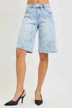 'Risen' Women's Shadow Floral Bermuda Shorts - Light Blue