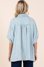 'Mittoshop' Women's Striped Chambray Blouse - Powder Blue