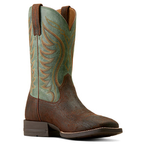 'Ariat' Men's 11" Amos Western Square Toe - Brown / Green