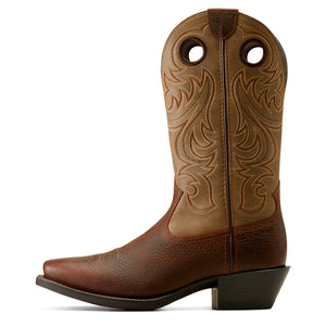 'Ariat' Men's 13" Western Square Toe - Brown Oiled Rowdy / Brown Bomber