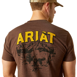 'Ariat' Men's Ariat 'Bison Sketch Shield' T-Shirt - Brown Heather