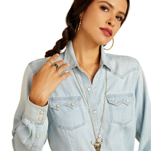 'Ariat' Women's Blues Snap Front - Bleached Chambray