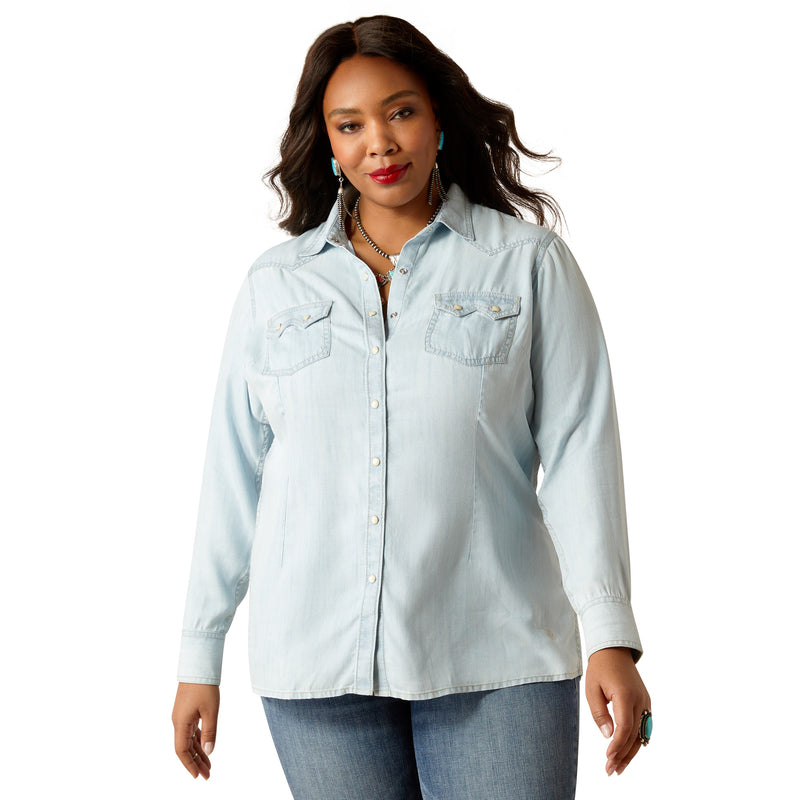 'Ariat' Women's Blues Snap Front - Bleached Chambray