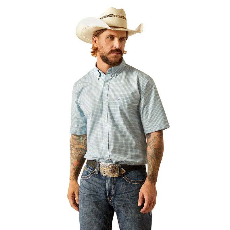 'Ariat' Men's Pro Series Glennie Short Sleeve - Turquoise