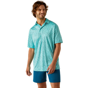 'Ariat' Men's Charger 2.0 Short Sleeve Polo - Aqua