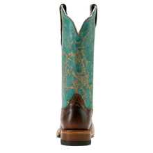 'ARIAT' Women's Frontier Farrah Wide Square Toe Western Boot - Honey Brown / Turquoise Patina