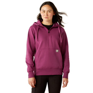 'Ariat' Women's Rebar 1/2 Zip Hoodie - Grape Kiss