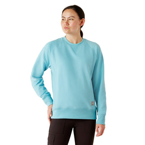 'Ariat' Women's Rebar Fleece Crewneck Sweatshirt - Milky Blue