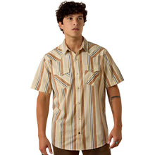 'ARIAT' Men's Retro Hawthorne Fitted Snap Shirt - Sandshell Stripe