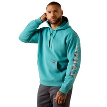 'ARIAT' Men's Rebar Lightweight Logo Hoodie - Teal / Microchip