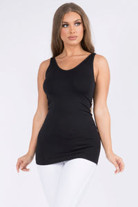 'YELETE' Women's Reversible V/U Neck Tank Top - Black (Plus Size)