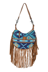 'Carroll Companies-STS' Women's Conceal Carry Mojave Sky Nellie Fringe Bag - Blue / Brown