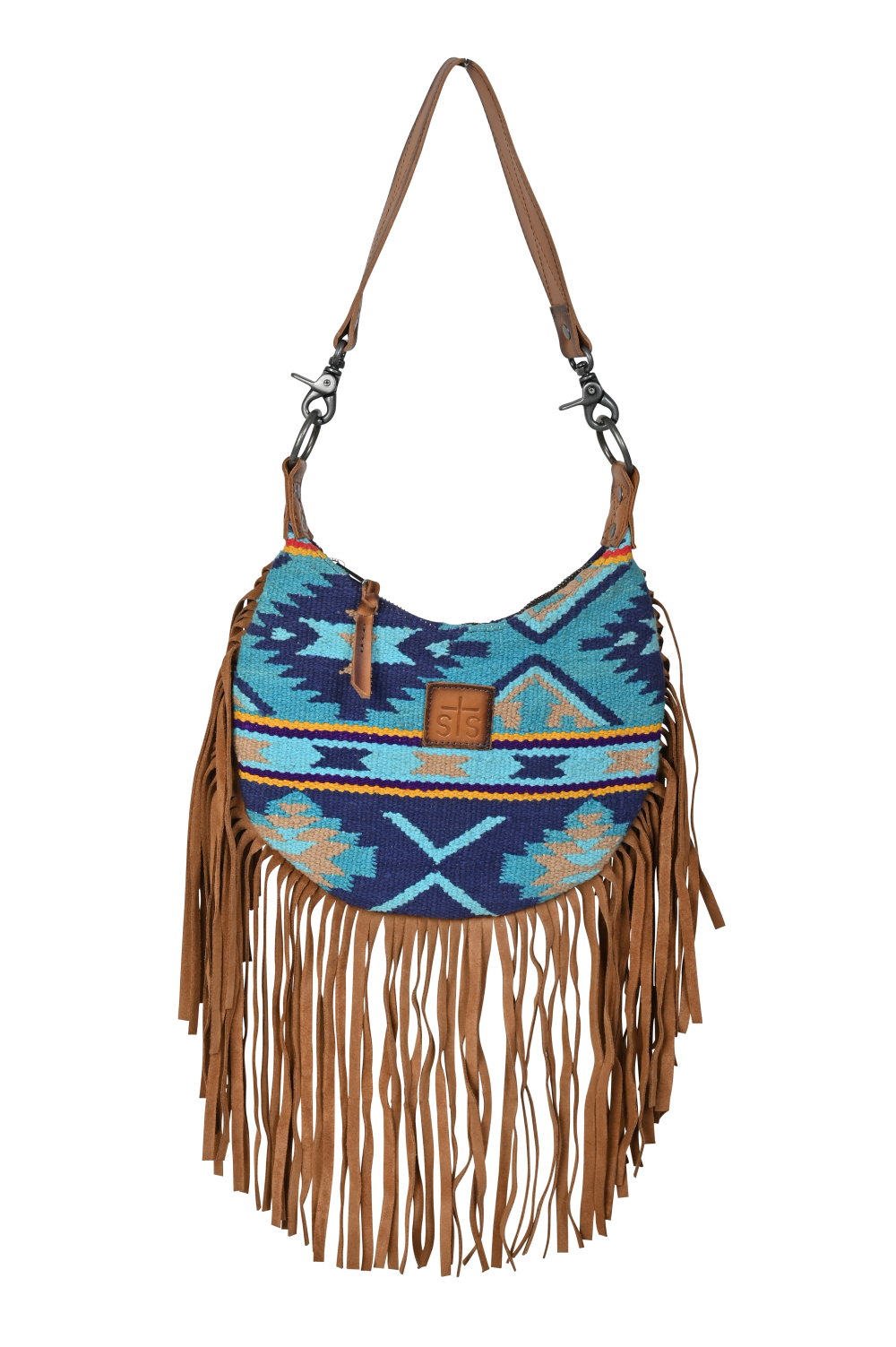 'Carroll Companies-STS' Women's Conceal Carry Mojave Sky Nellie Fringe Bag - Blue / Brown