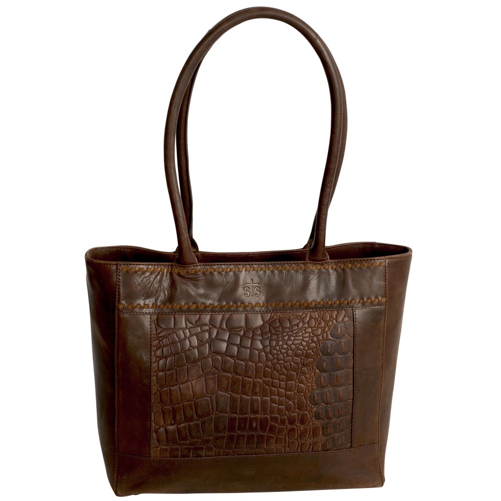 'Carroll Companies-STS' Women's Conceal Carry Catalina Croc Tote - Brown