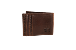 'Carroll Companies-STS' Men's Croc Money Clip Card Wallet - Brown