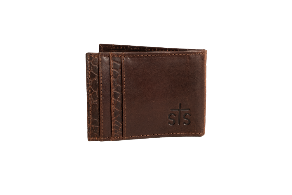 'Carroll Companies-STS' Men's Croc Money Clip Card Wallet - Brown