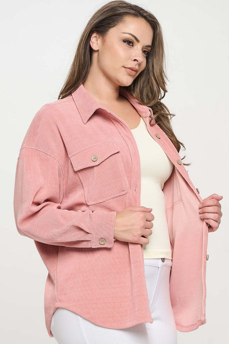 'YELETE' Women's Corduroy Shacket - Dusty Rose