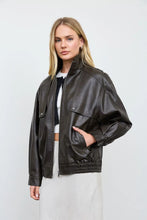 'Blu Pepper' Women's Zip Up Bomber Jacket - Dark Brown