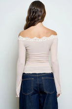 'Blu Pepper' Women's Trim Boat Neck Long Sleeve - Light Khaki