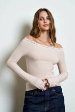 'Blu Pepper' Women's Trim Boat Neck Long Sleeve - Light Khaki