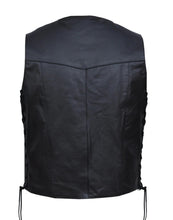 'Unik' Men's Premium Leather Lace Up Vest - Black