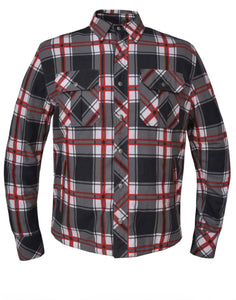 'Unik' Men's Flannel Armored Riding Shirt - Red / White