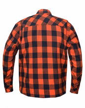 'Unik' Men's Flannel Armored Riding Shirt - Black / Orange