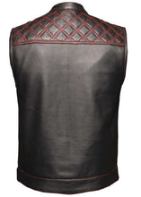 'Unik' Men's Red Diamond Stitch Club Vest - Black / Red