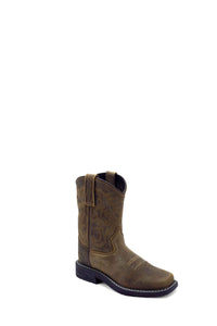 'Old West' Youth 10" Western Square Toe - Brown (Sizes 3.5Y-7Y)