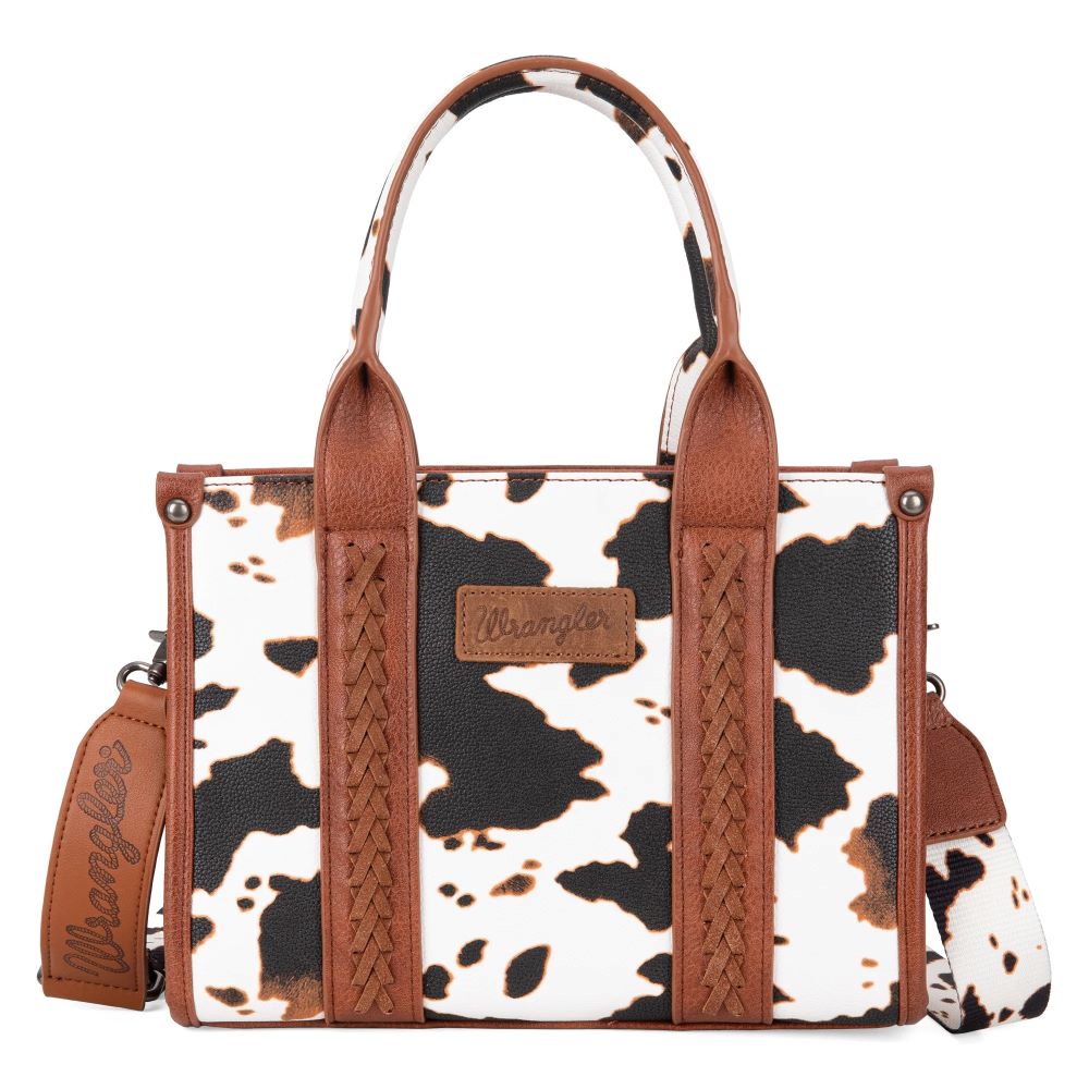 'Montana West' Wrangler Cow Print Concealed Carry Tote / Crossbody - Brown