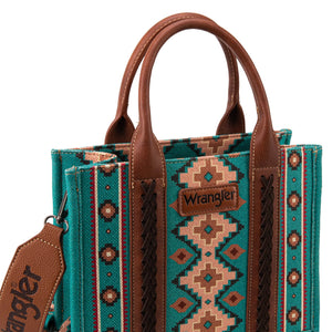 'Montana West' Women's Wrangler Southwestern Print Canvas Tote - Turquoise