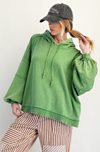 'Easel' Women's Mineral Washed Hoodie - Juniper Green