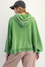 'Easel' Women's Mineral Washed Hoodie - Juniper Green