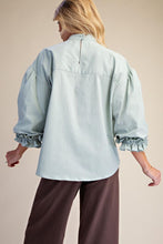 'Easel' Women's Long Sleeve Tie Blouse - Mint Sage