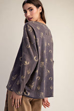 'Easel' Women's Western Print Long Sleeve Top - Blueberry
