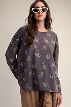 'Easel' Women's Western Print Long Sleeve Top - Blueberry