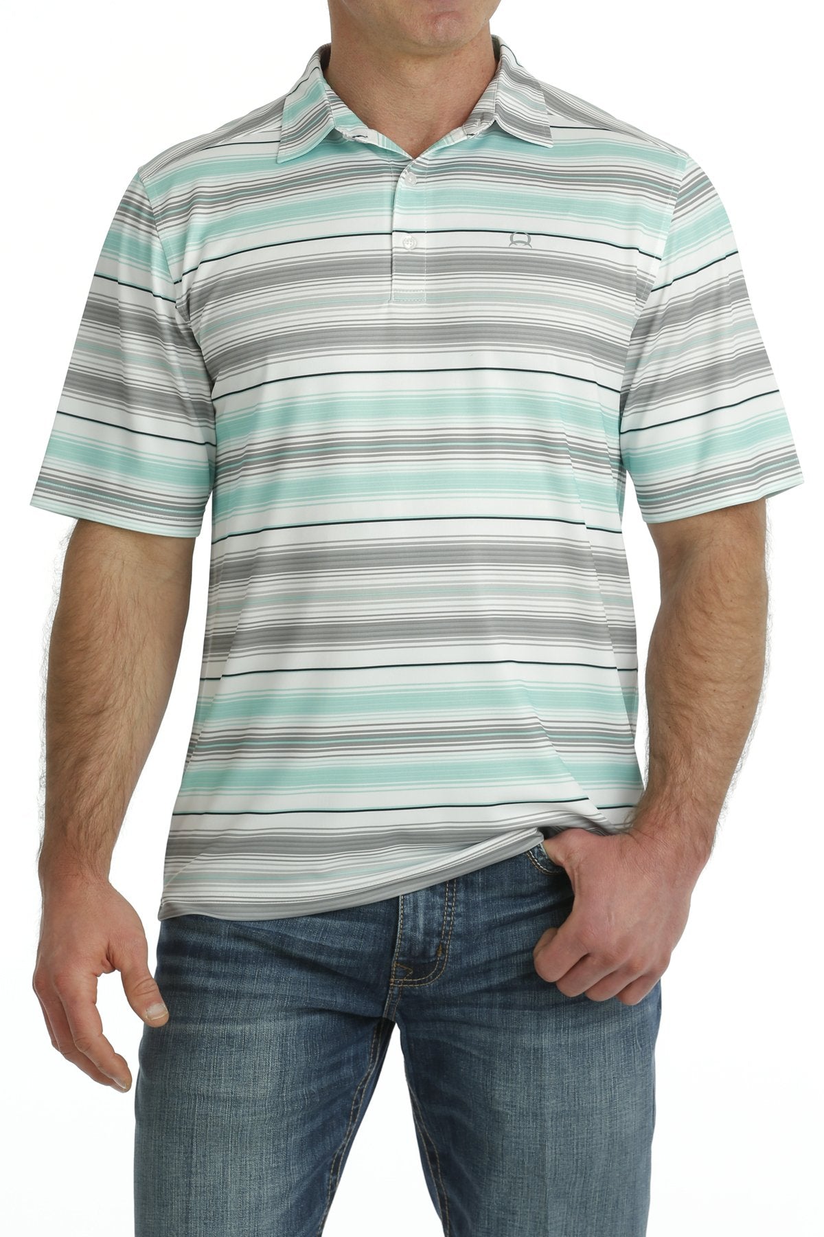 'Cinch' Men's Arenaflex Polo - Mint / White / Gray