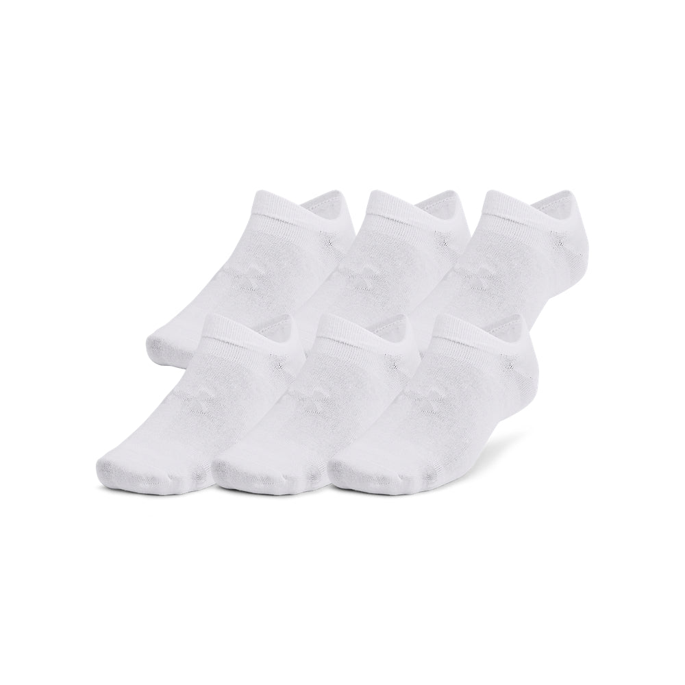'Under Armour' Unisex Essential No Show 6 Pack Socks - White