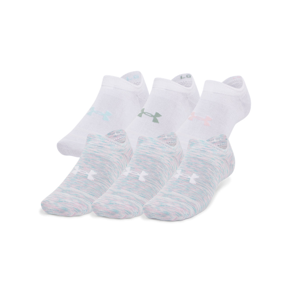'Under Armour' Unisex Essential No Show 6 Pack Socks - Prime Pink
