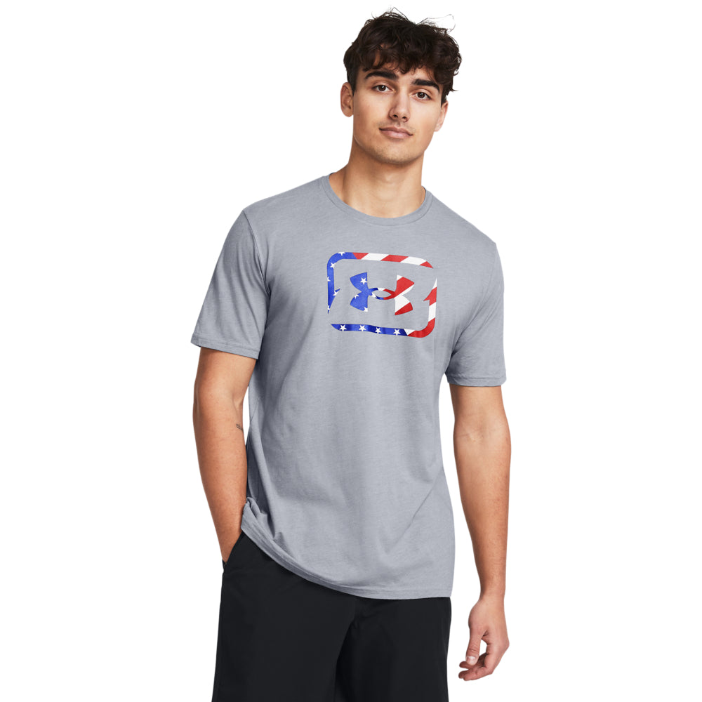 'Under Armour' Men's Freedom Hook T-Shirt - Steel Medium Heather / Royal