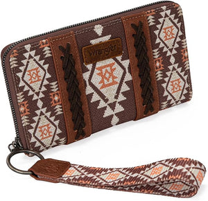 'Montana West' Wrangler Southwestern Art Print Wallet - Coffee